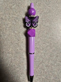 Butterfly light purple beaded pen