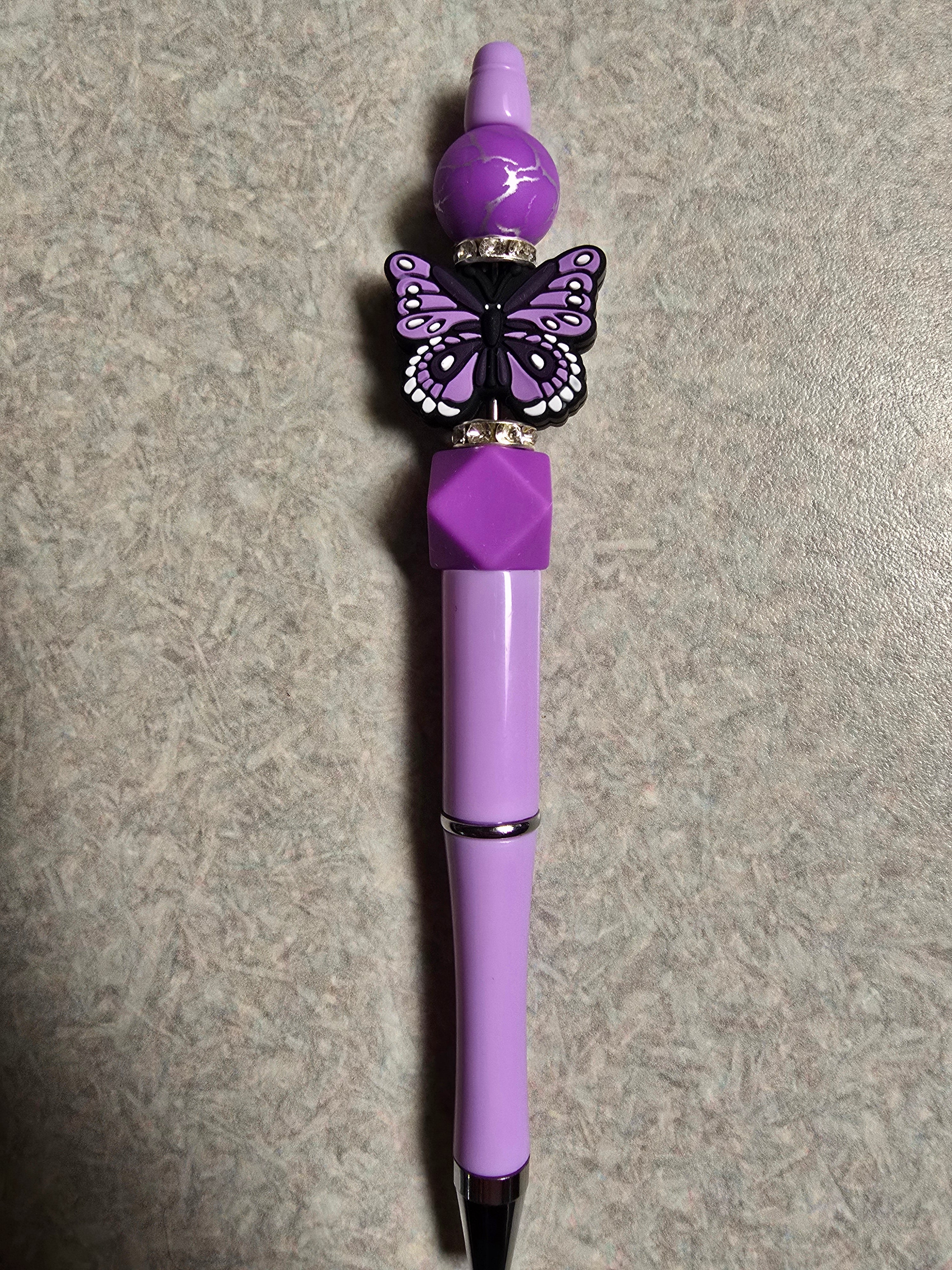 Butterfly light purple beaded pen