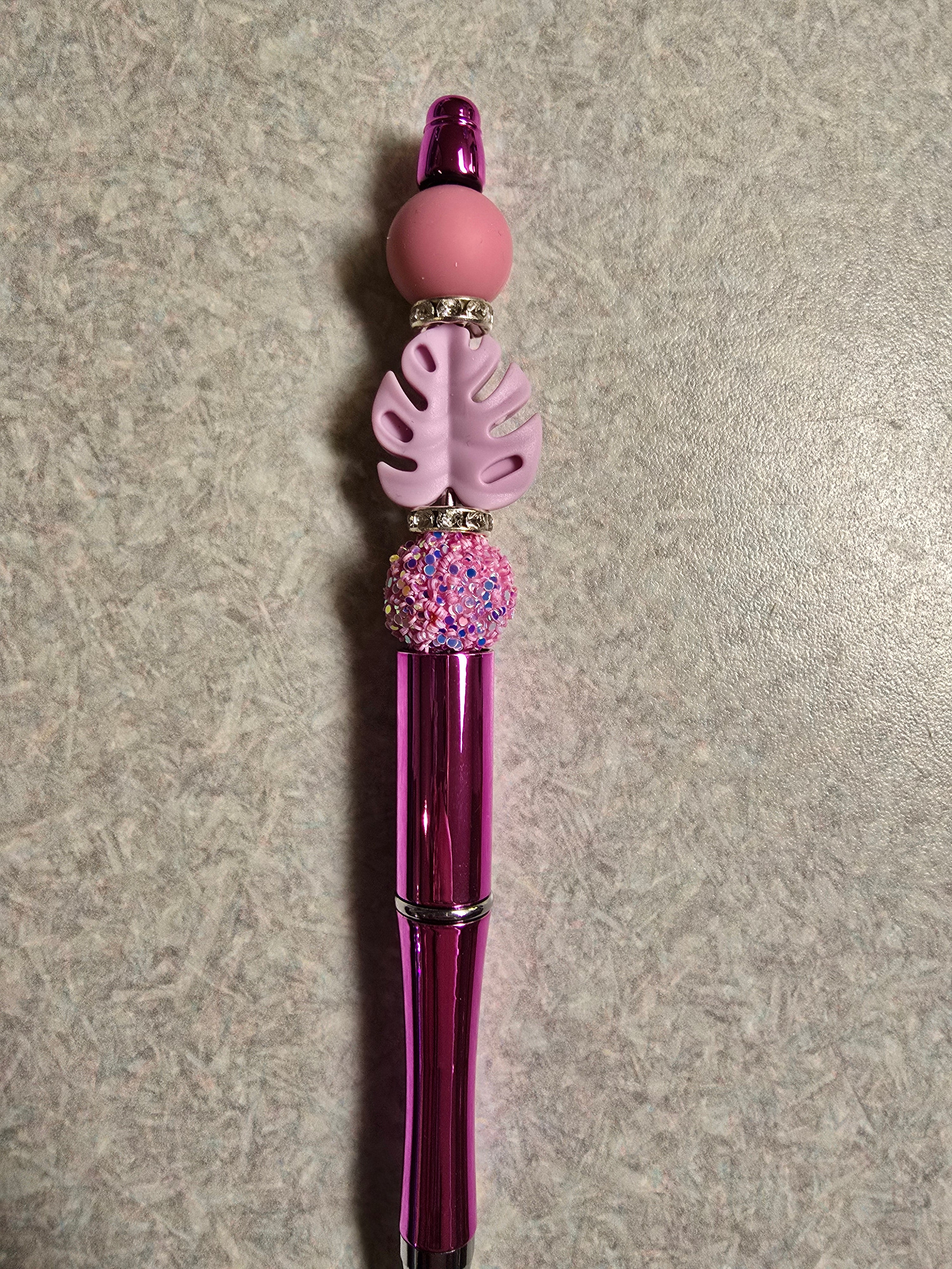 Beaded pink leaf