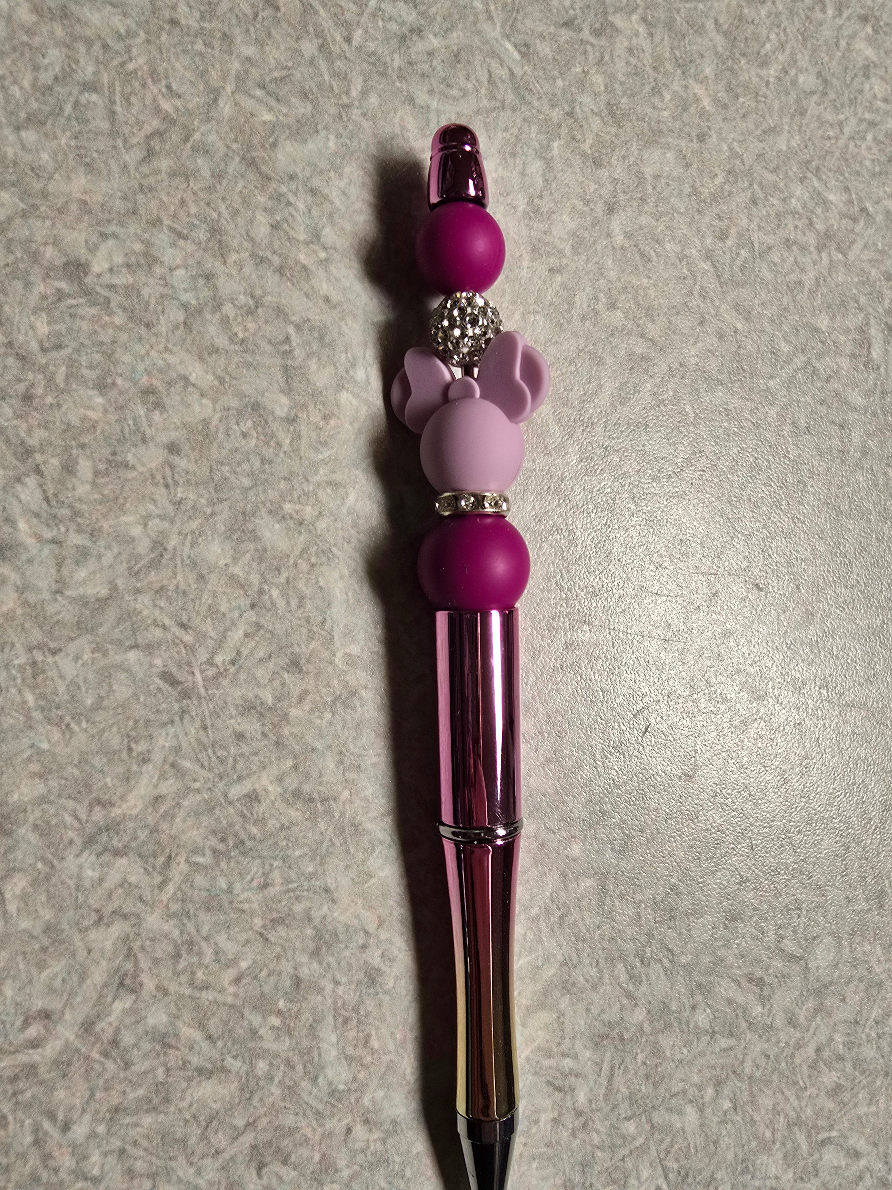 Purple Minnie beaded pen