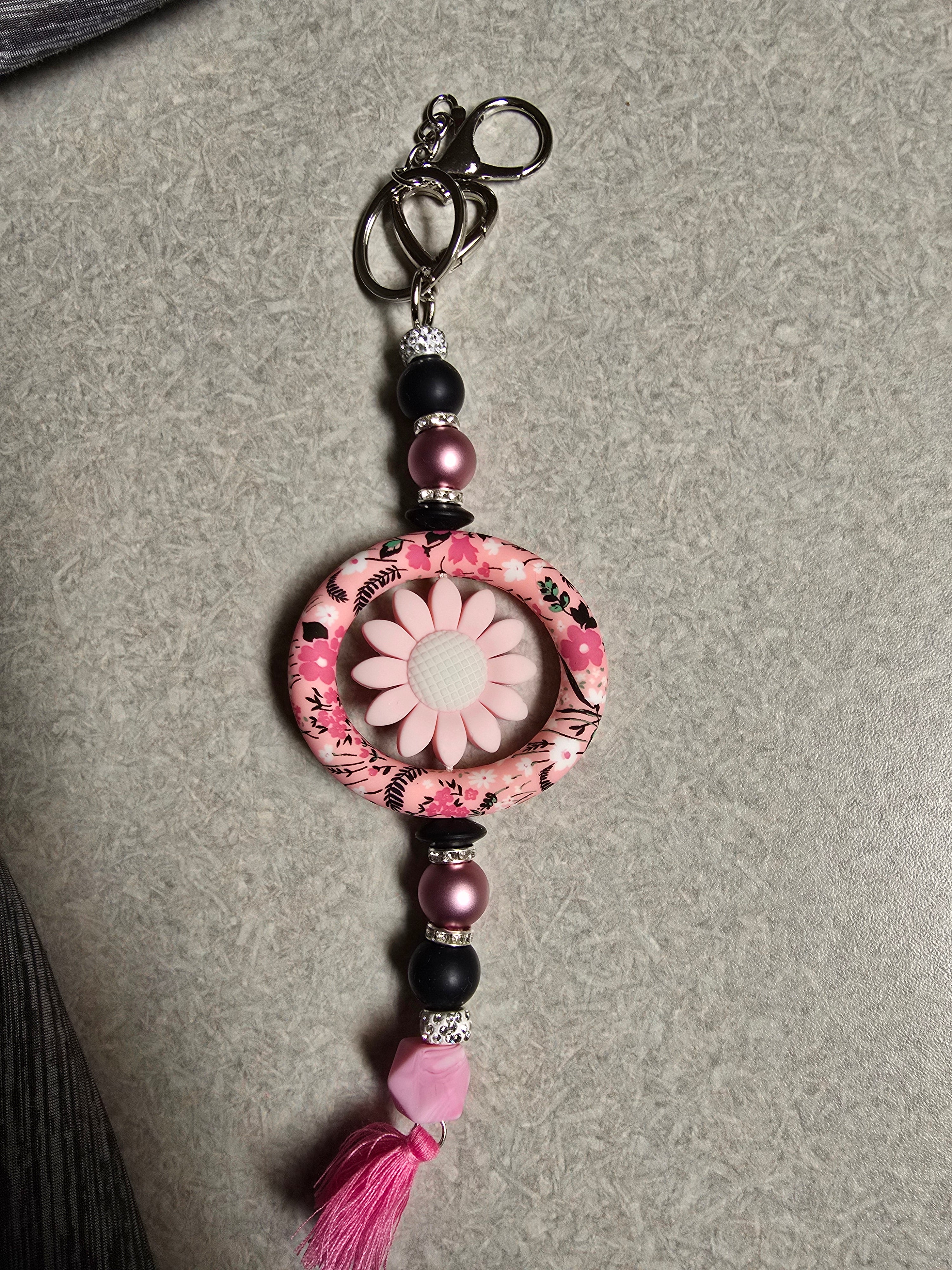 Large Pink flower keychain