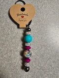 Silicone and gem beaded keychain