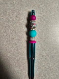 Blue floral beaded pen
