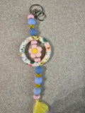 Pink floral keychain