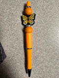 Butterfly orange beaded pen