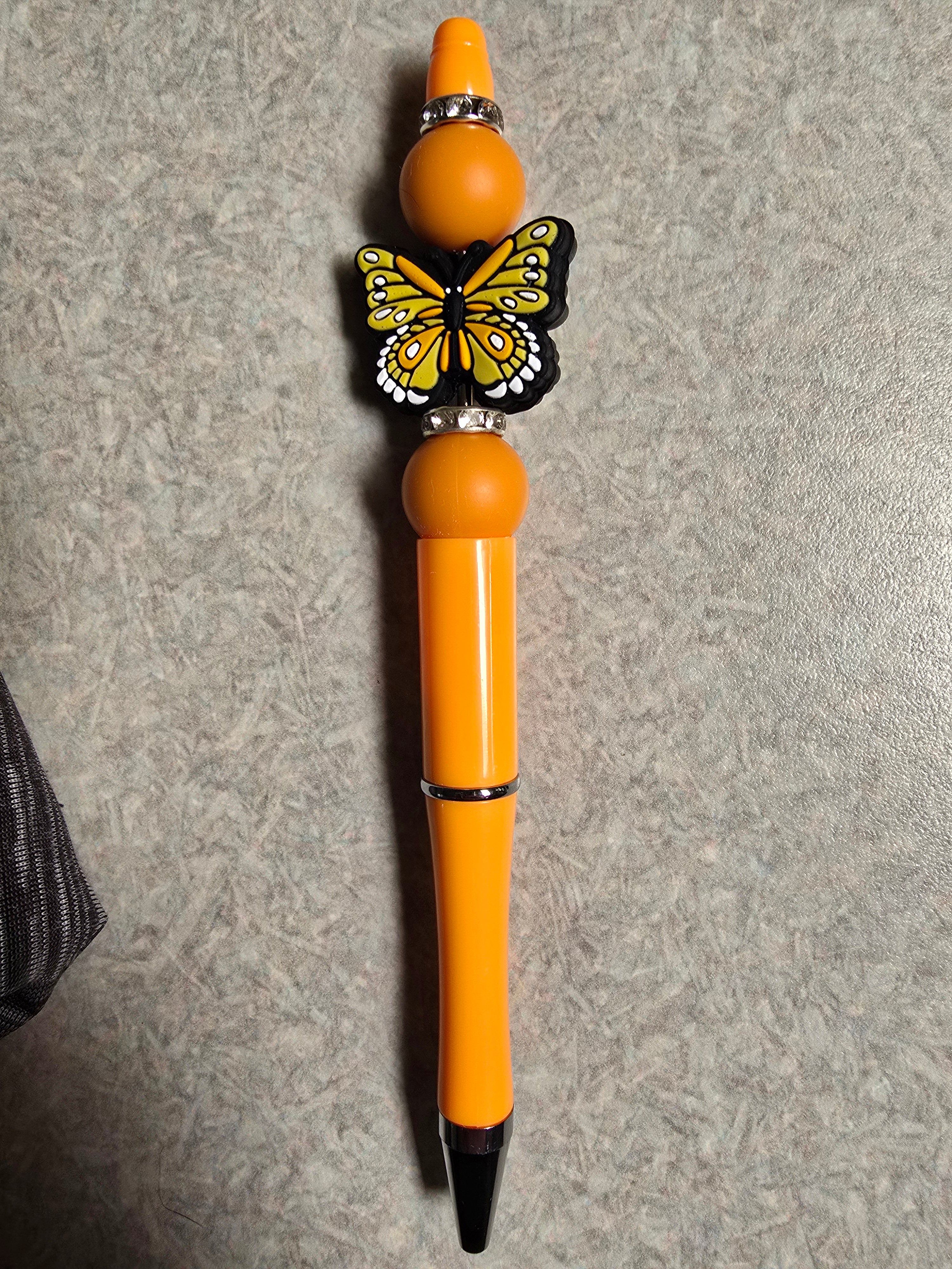 Butterfly orange beaded pen