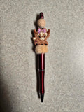 Girl Highland cow beaded pen
