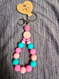 Pink flower wristlet