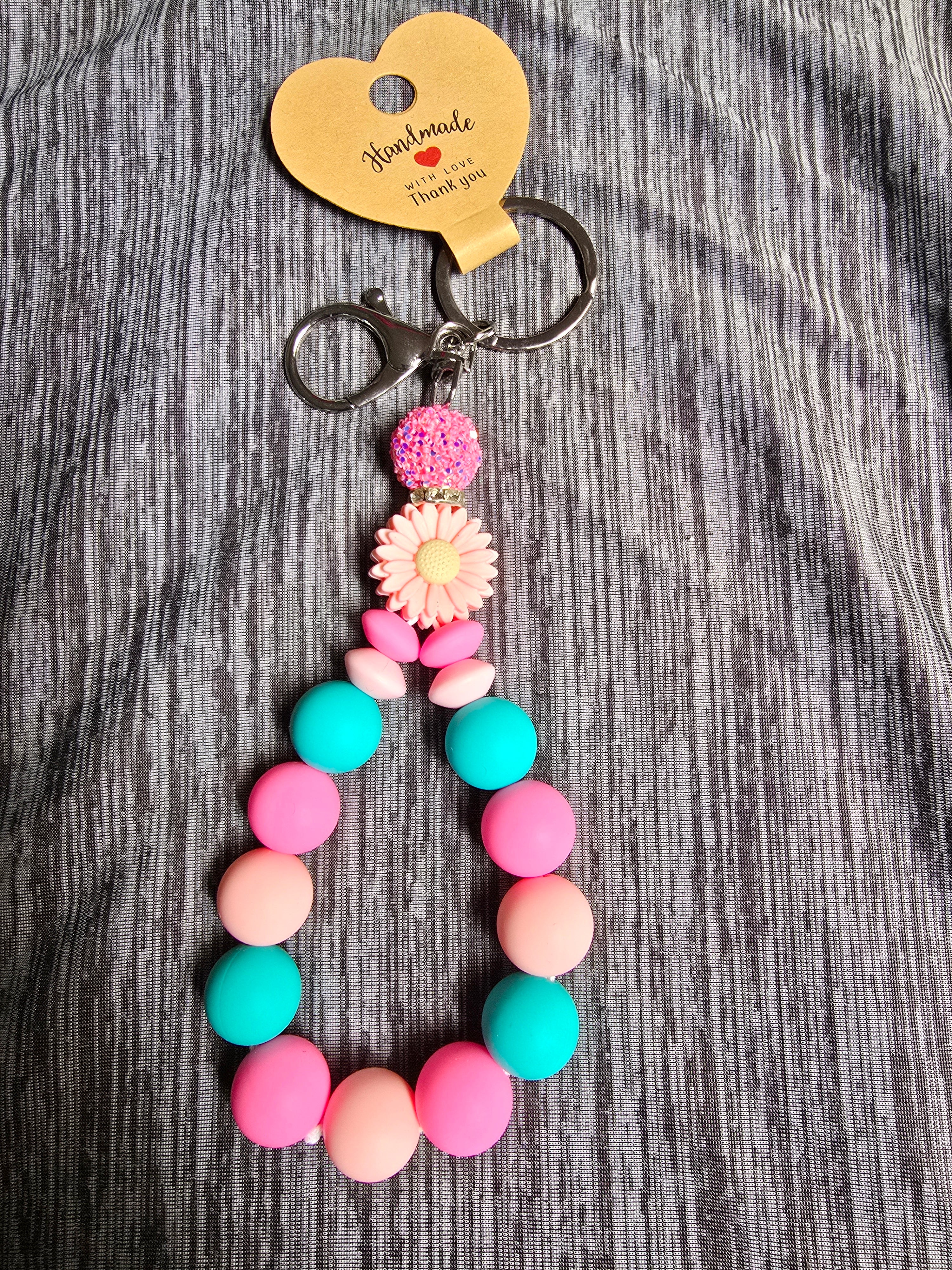 Pink flower wristlet