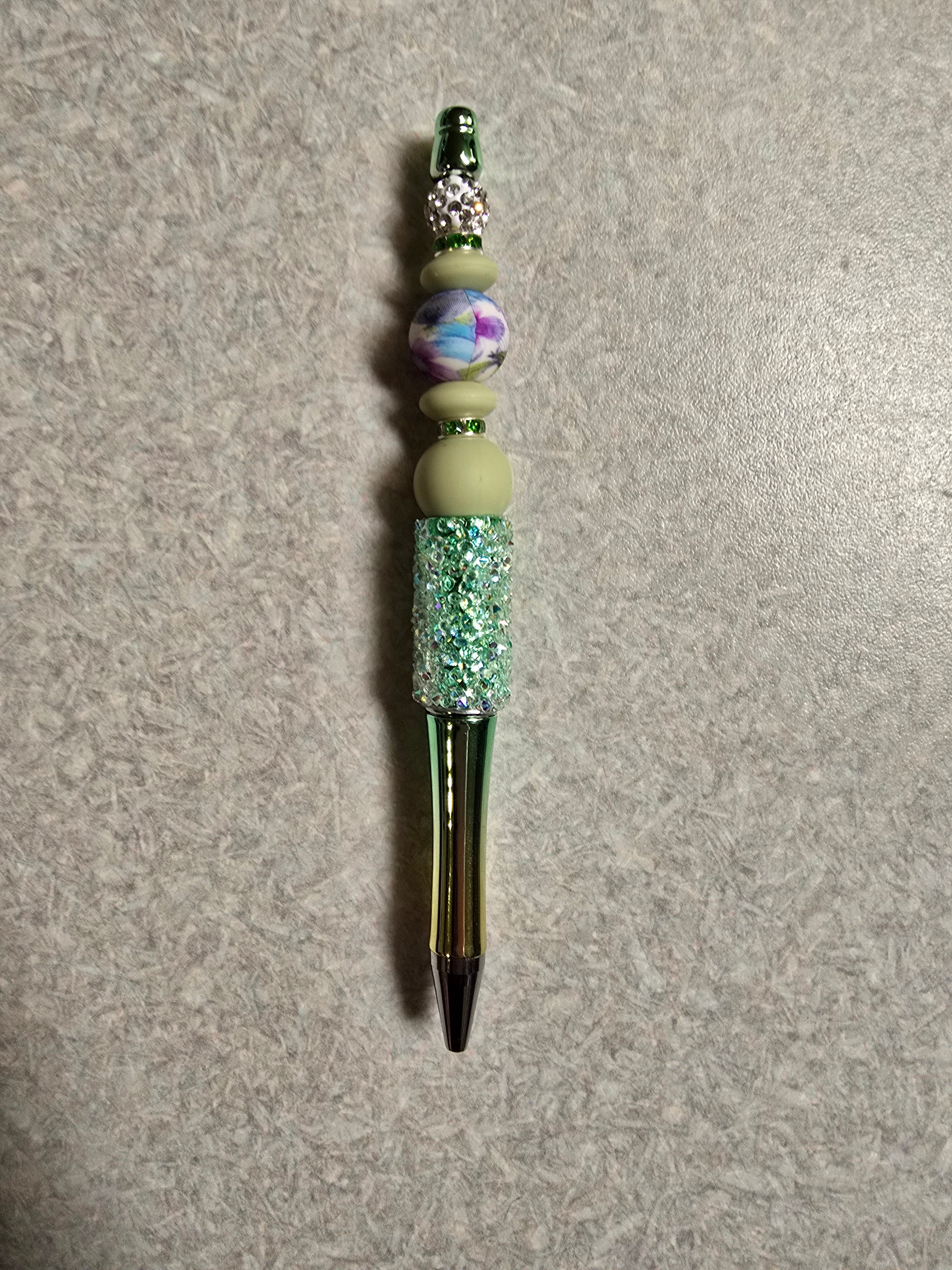 Green sparkle beaded pen