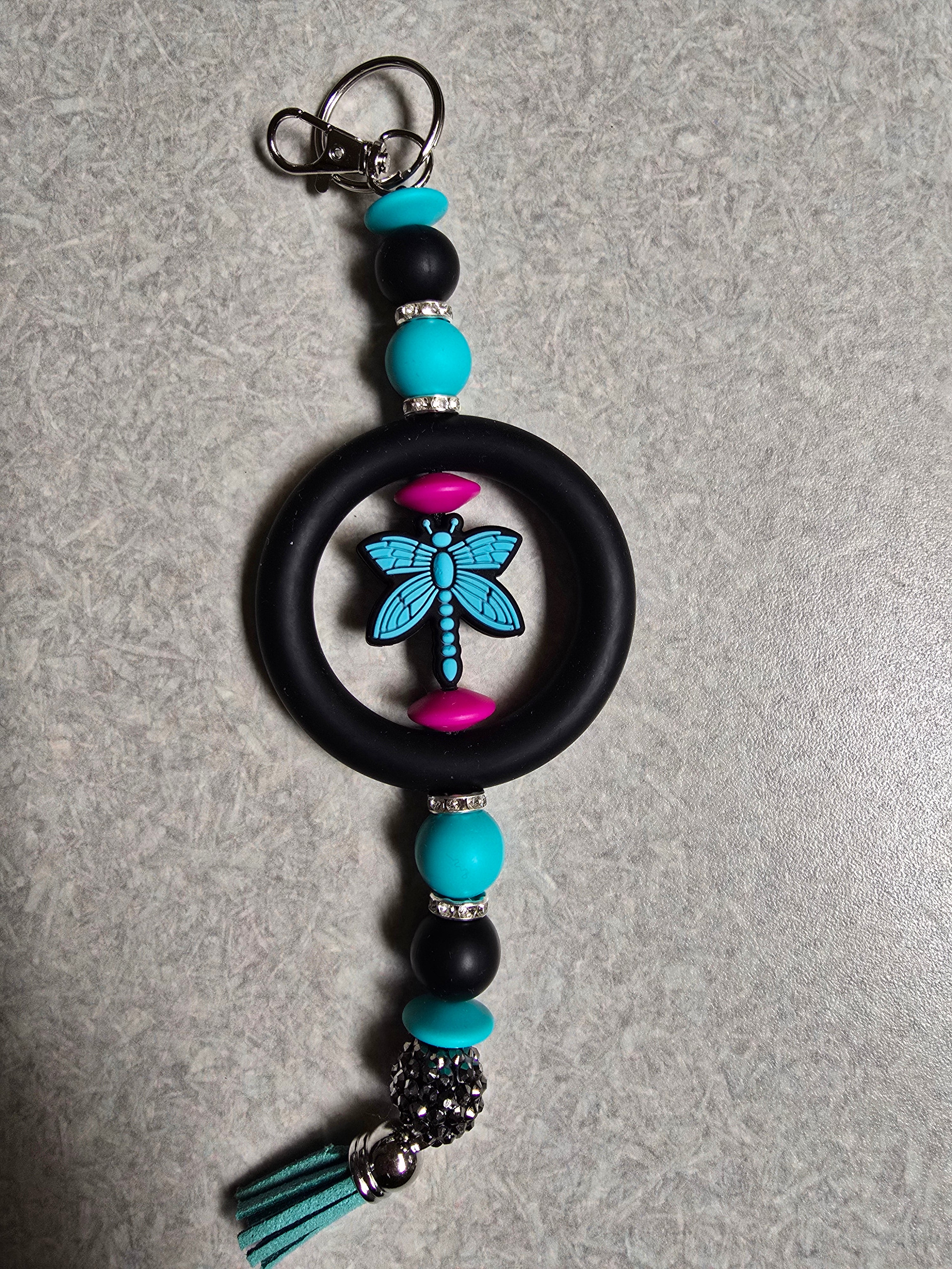 Blue dragonfly keychain