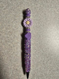Purple flower full sparkle pen