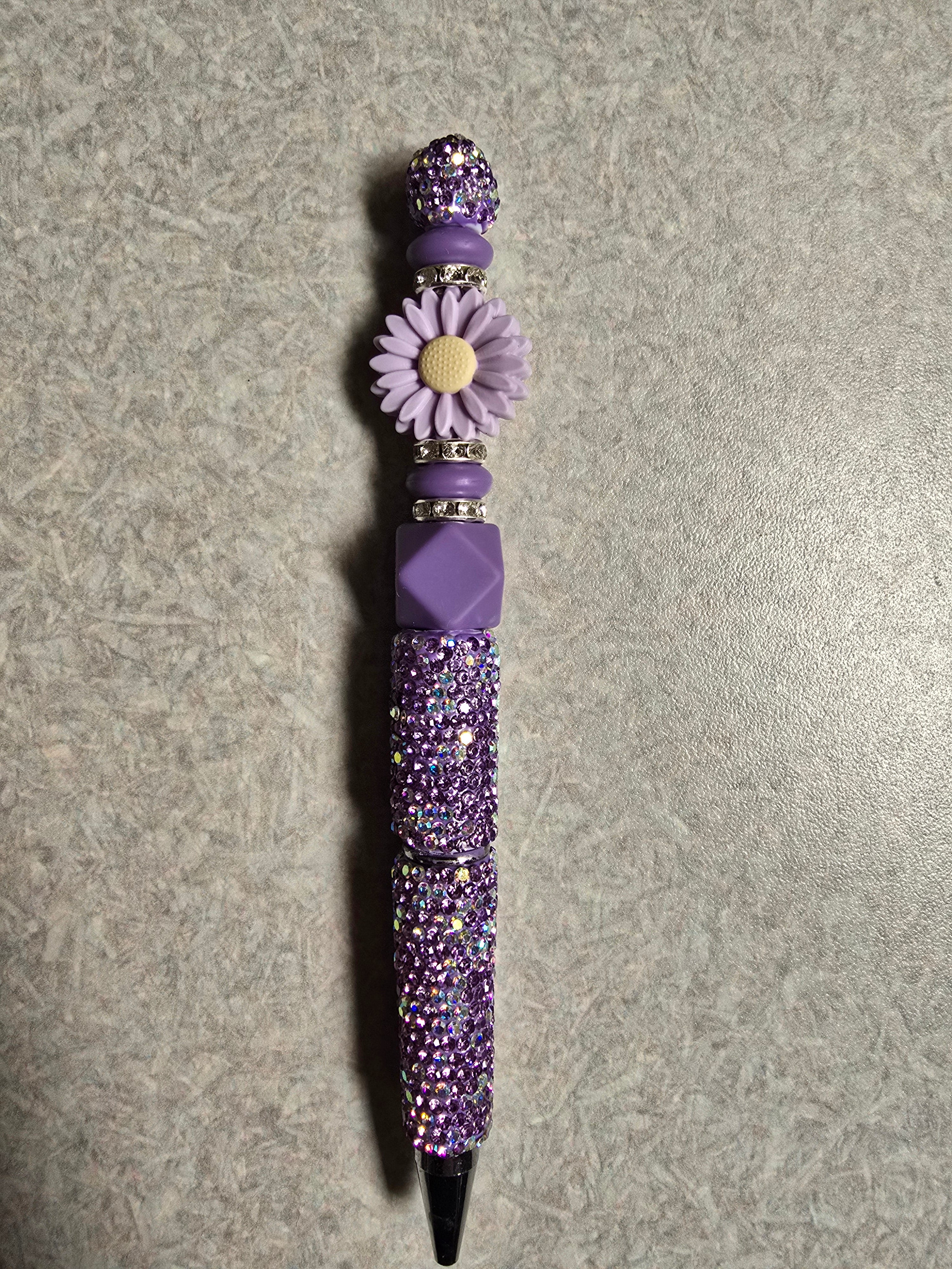 Purple flower full sparkle pen