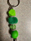 Green fuzzy keychain