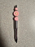 Pink flower beaded pen