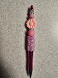 Pink flower sparkle pen