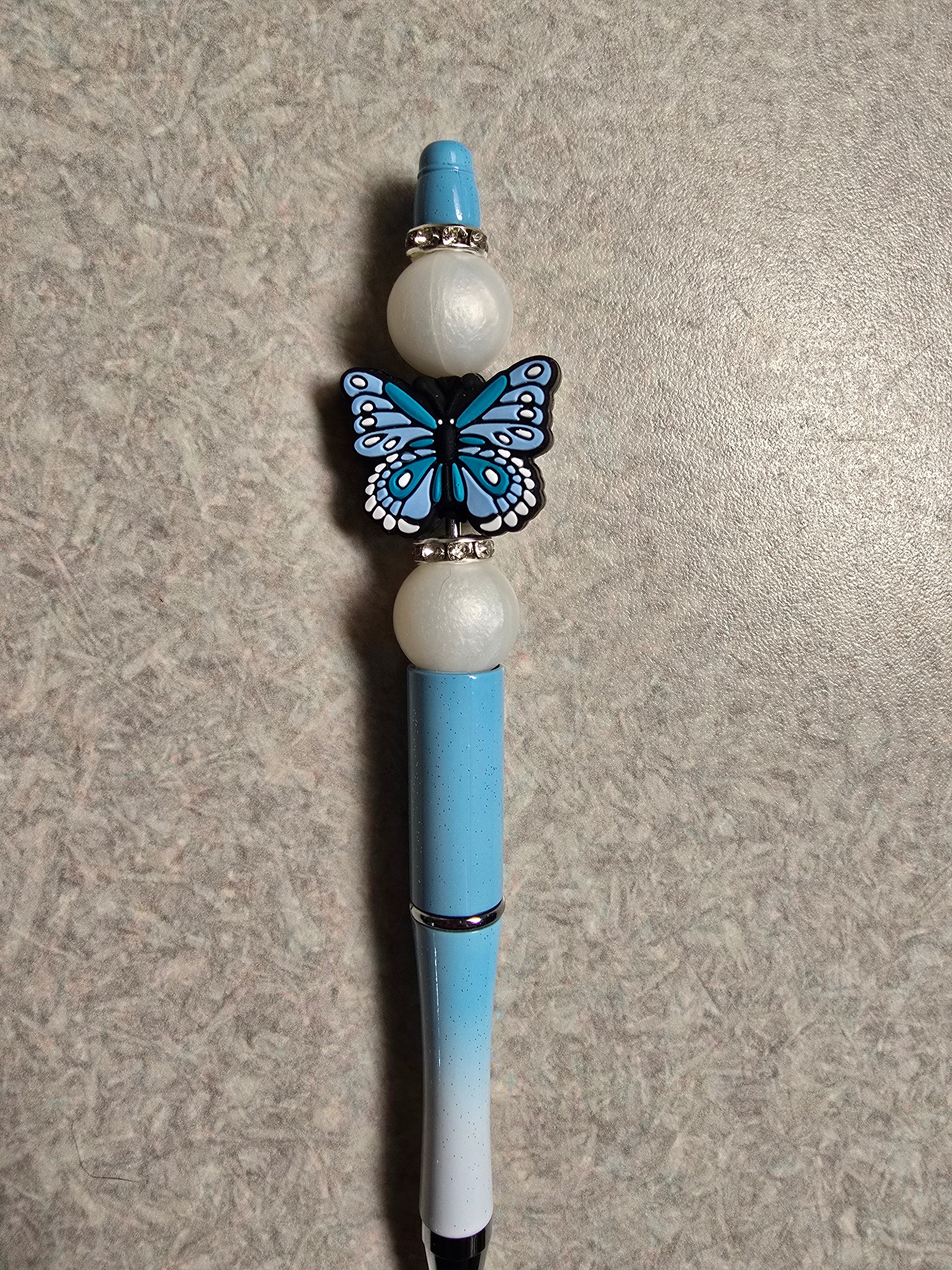 Butterfly blue beaded pen