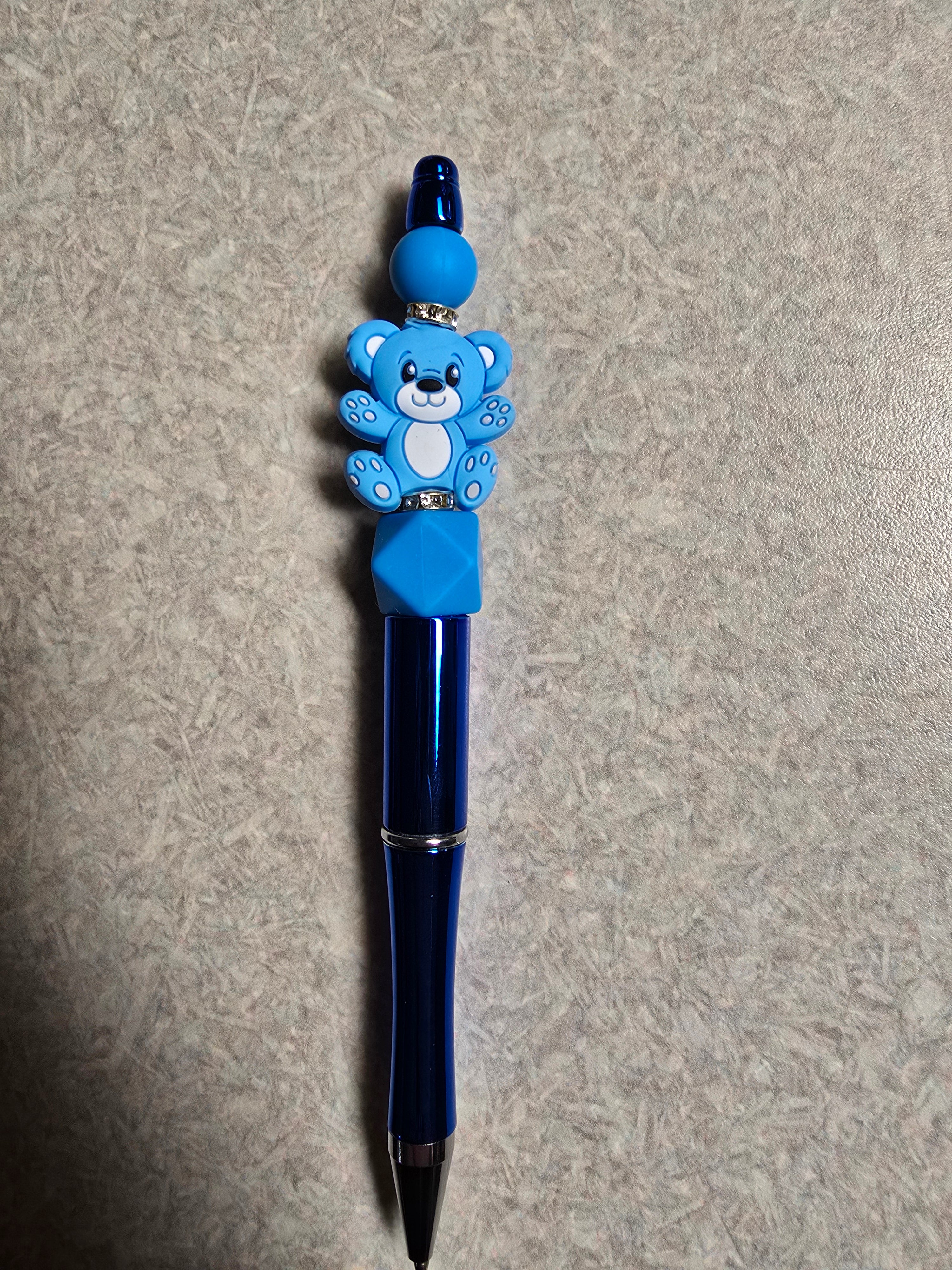 Blue bear beaded pen