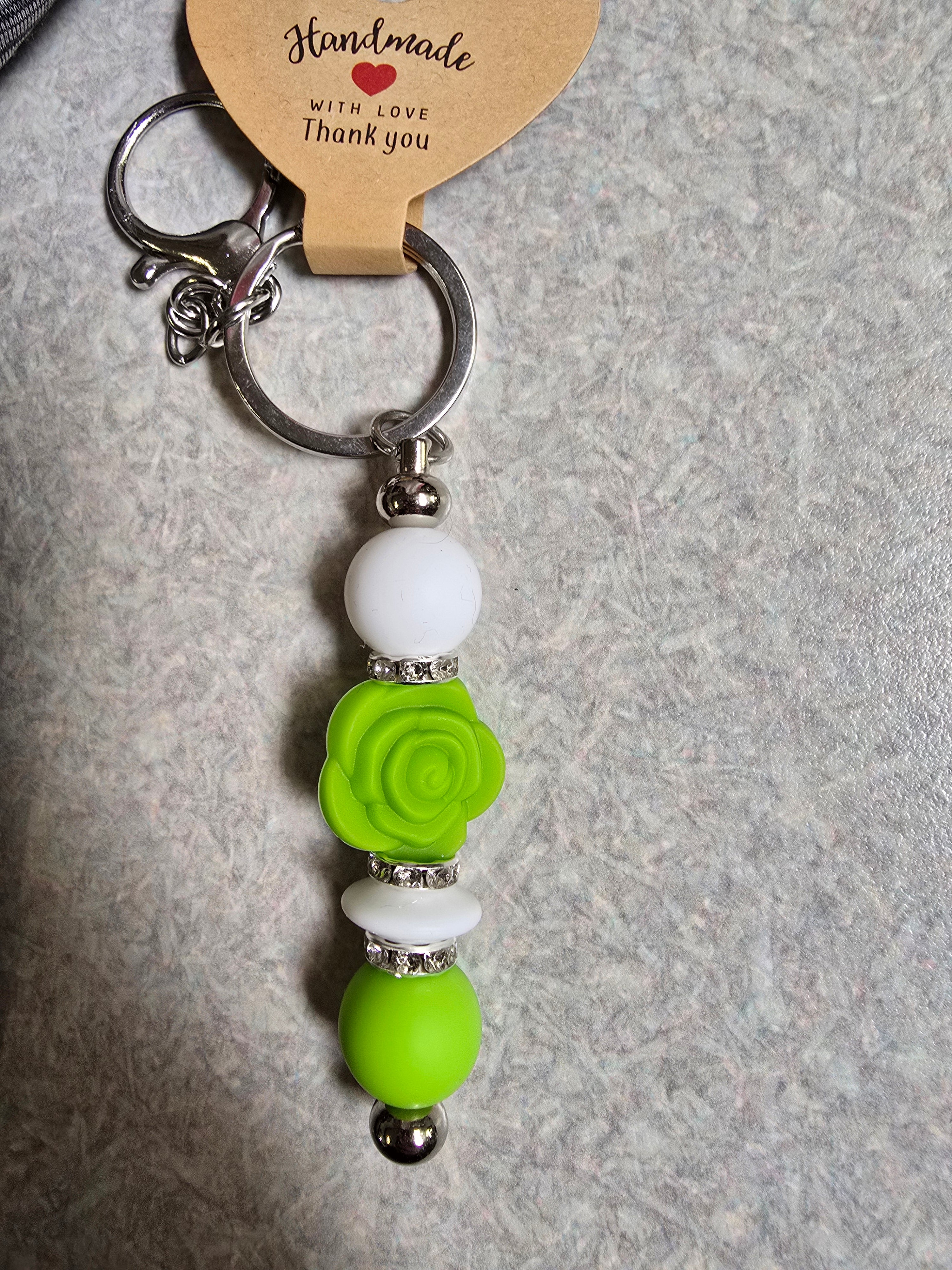 Green rose keychain