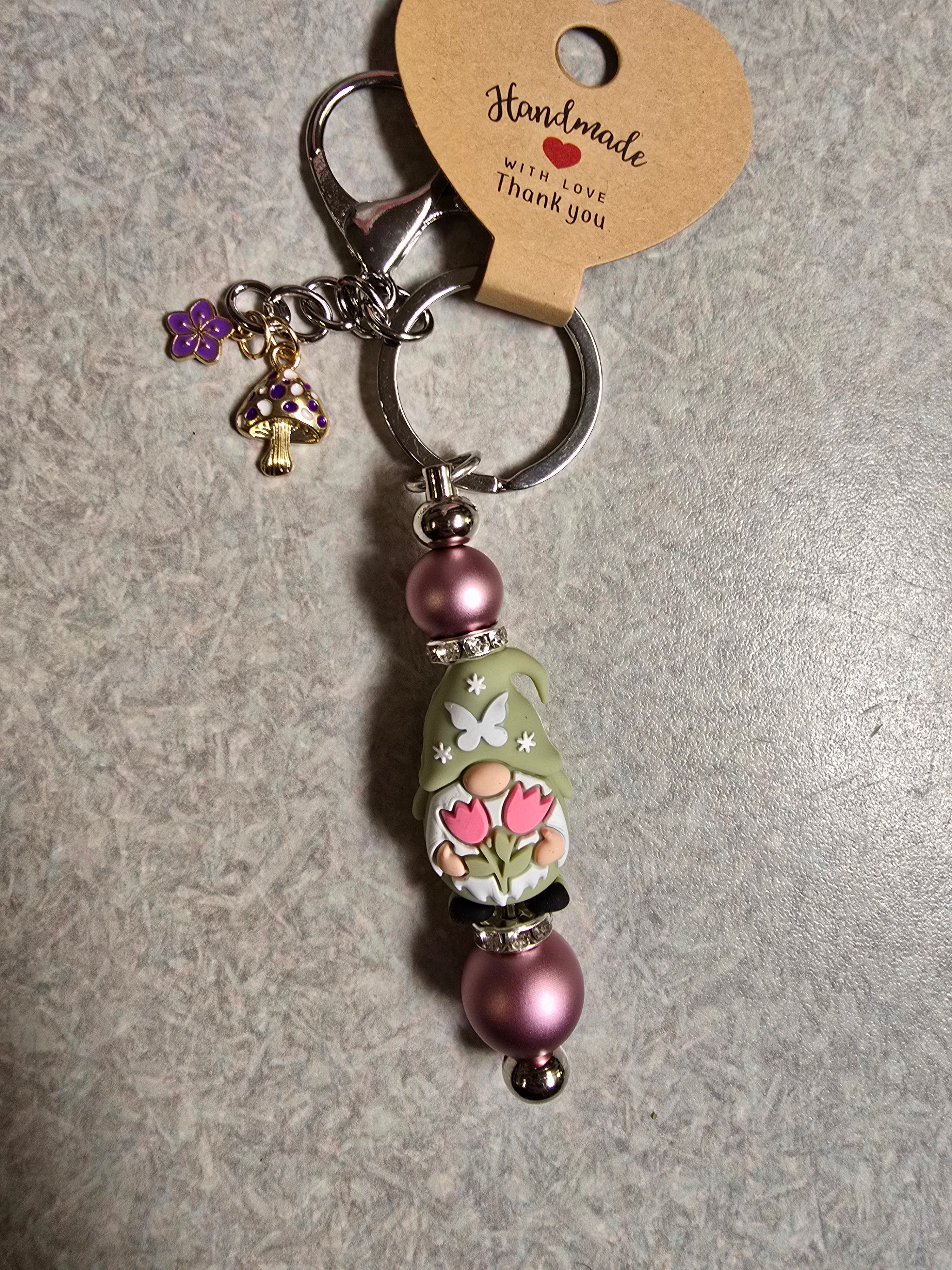 Green gnome keychain