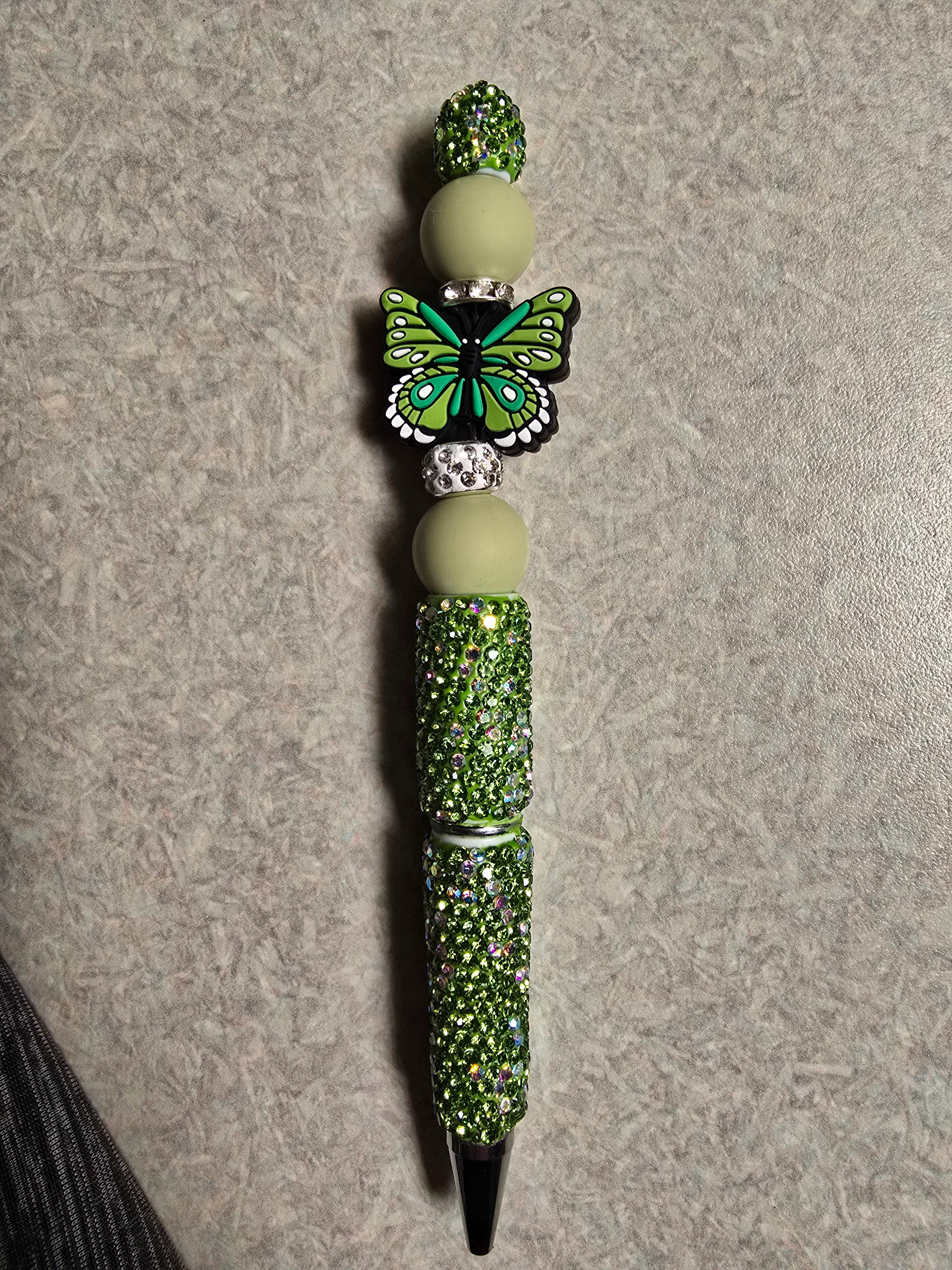 Butterfly green sparkle pen