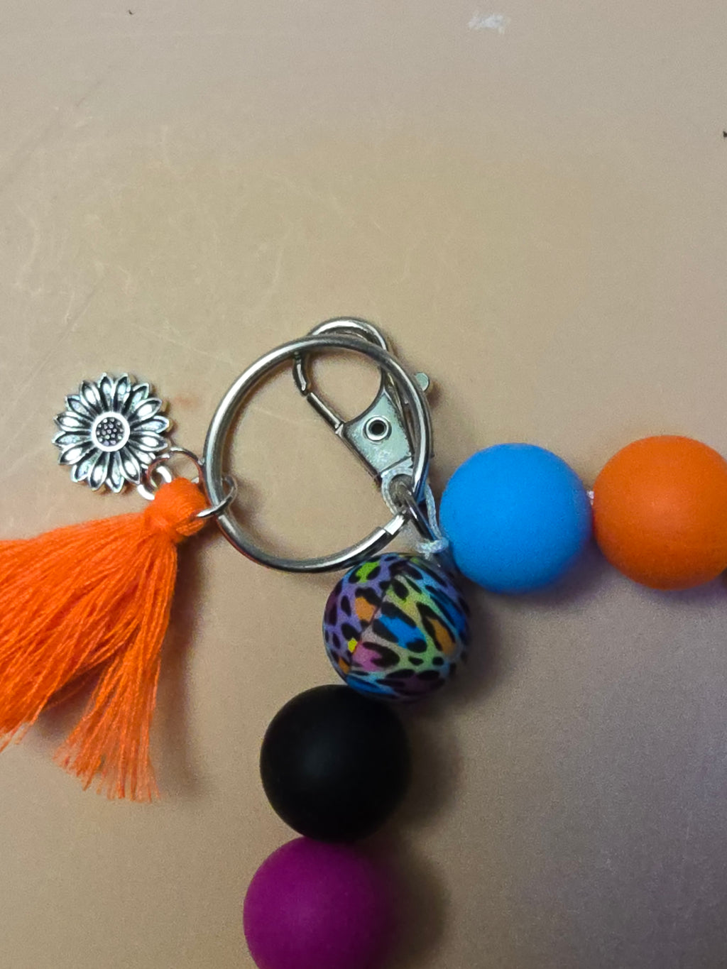🌈 rainbow cheetah wristlet keychain