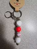 Red and white keychain