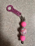 Pink sparkle beaded straw charm