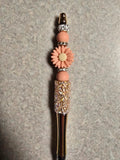 Peach flower sparkle pen