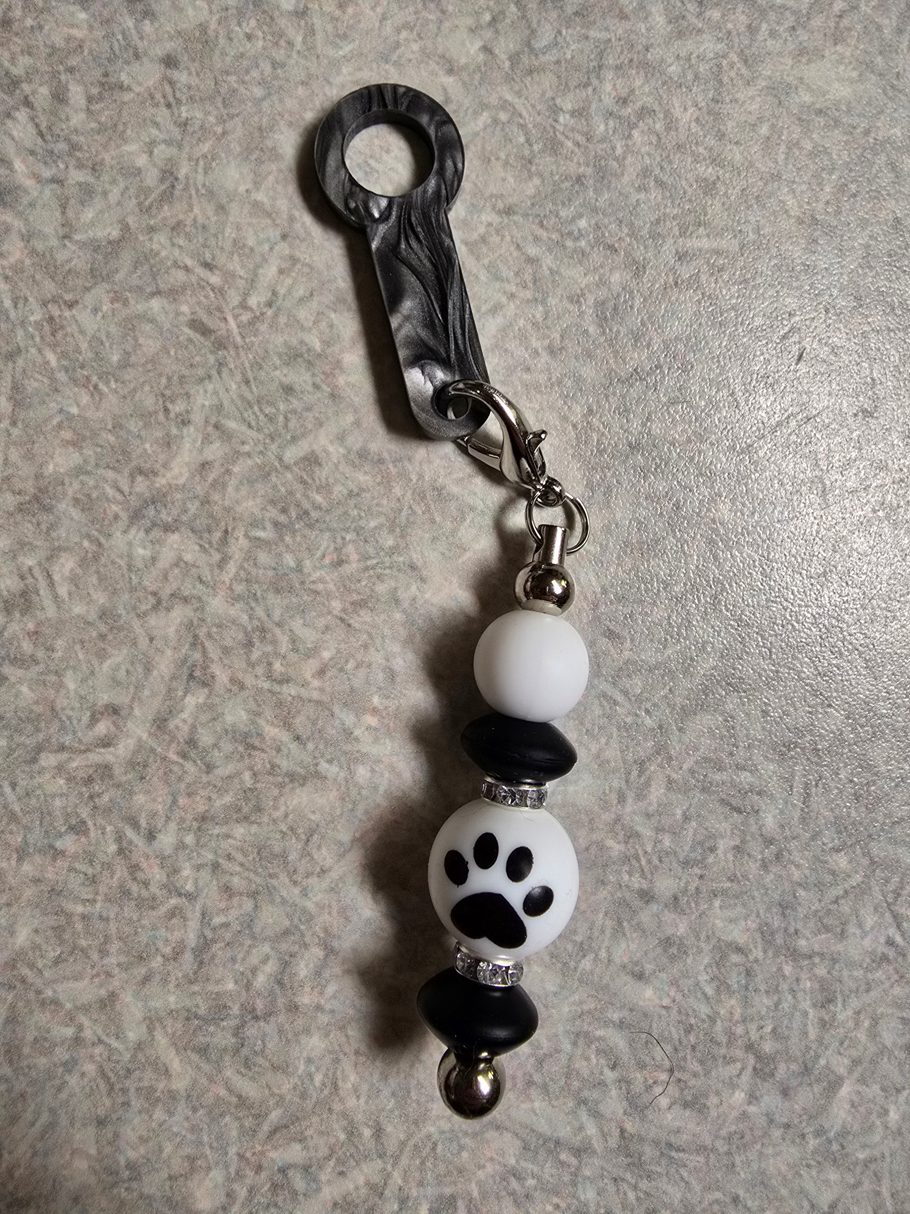 Black Pawprint straw charm