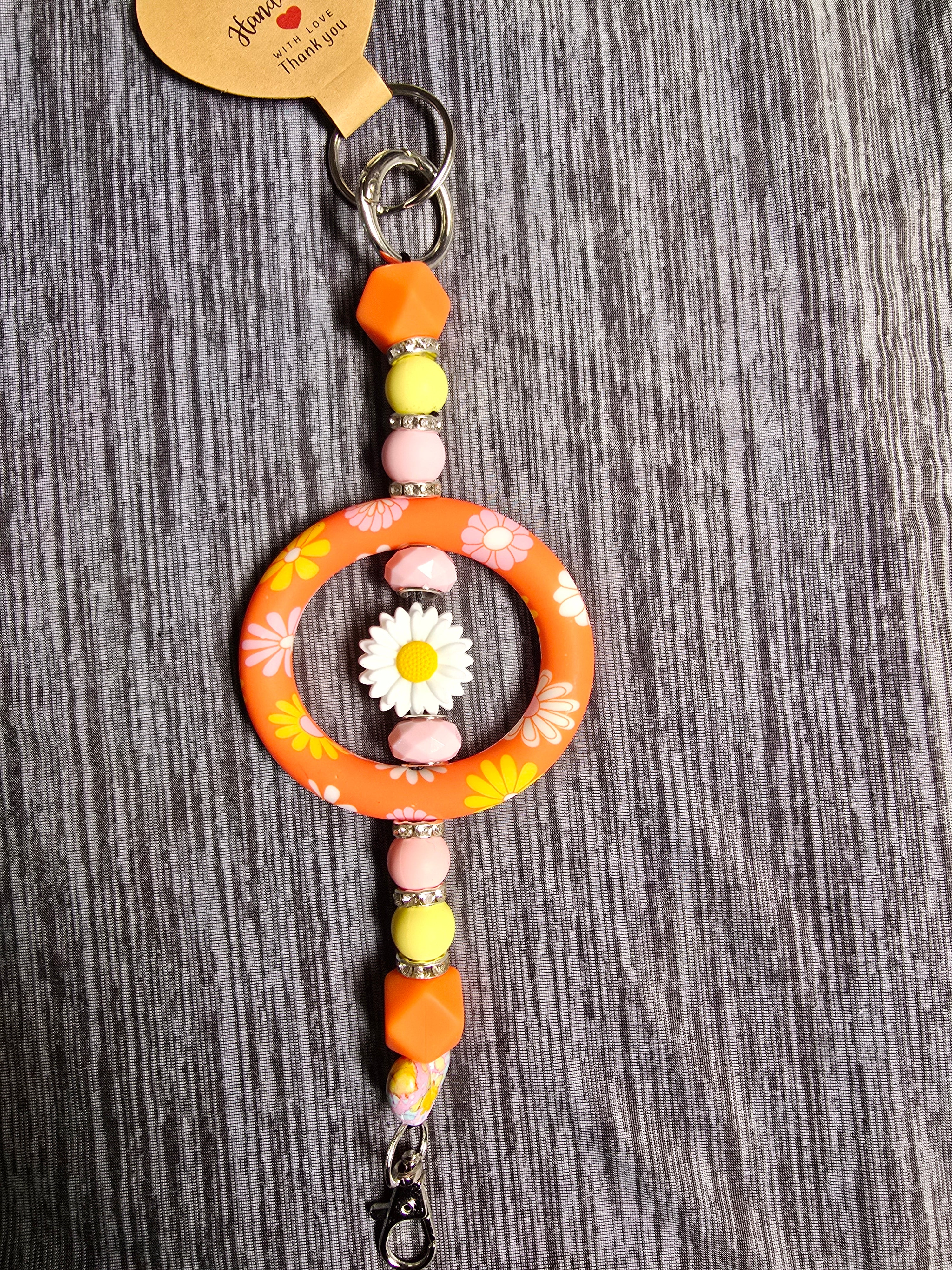 Orange daisy keychain