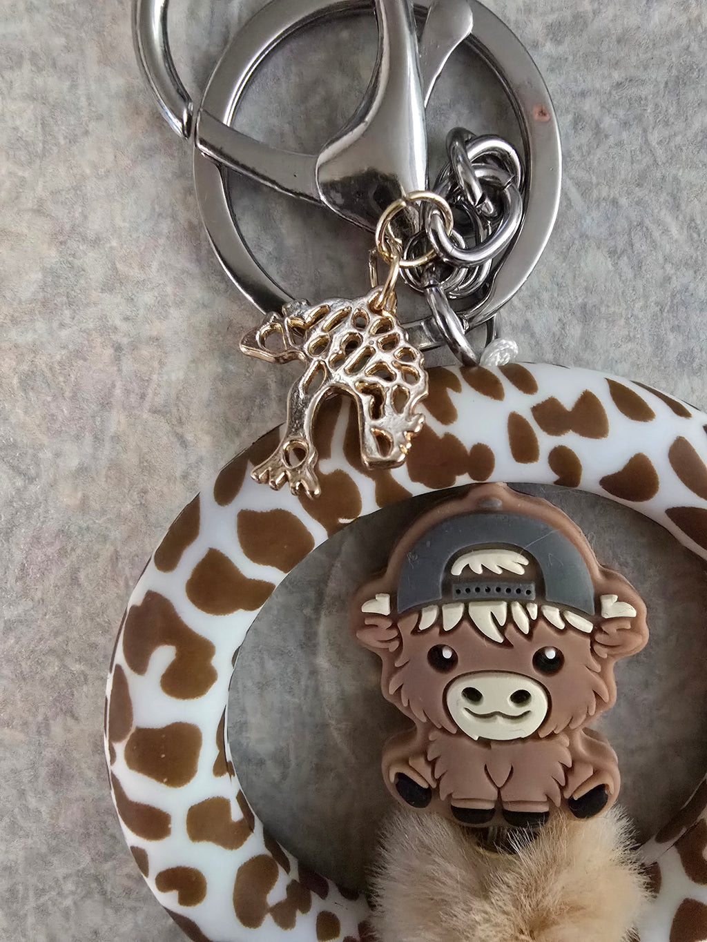 Boy Highland cow keychain