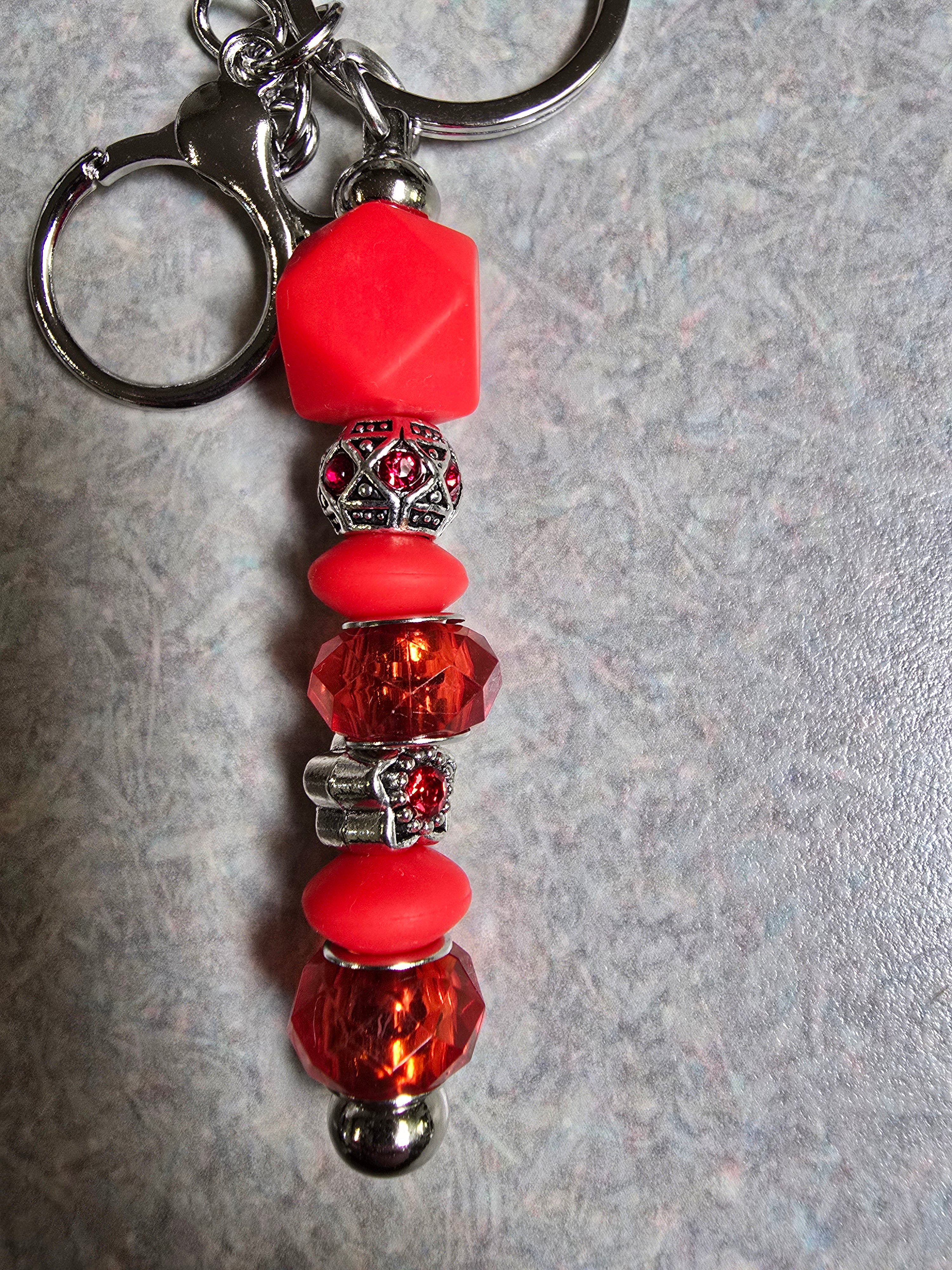 Red beaded keychain