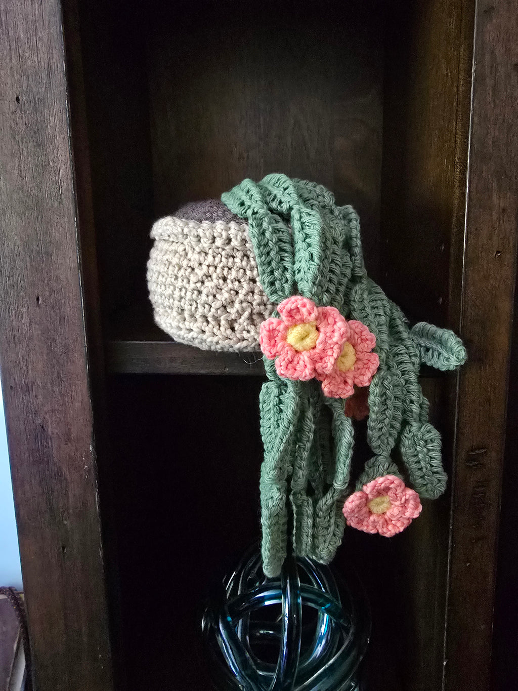 Crocheted potted cactus flower