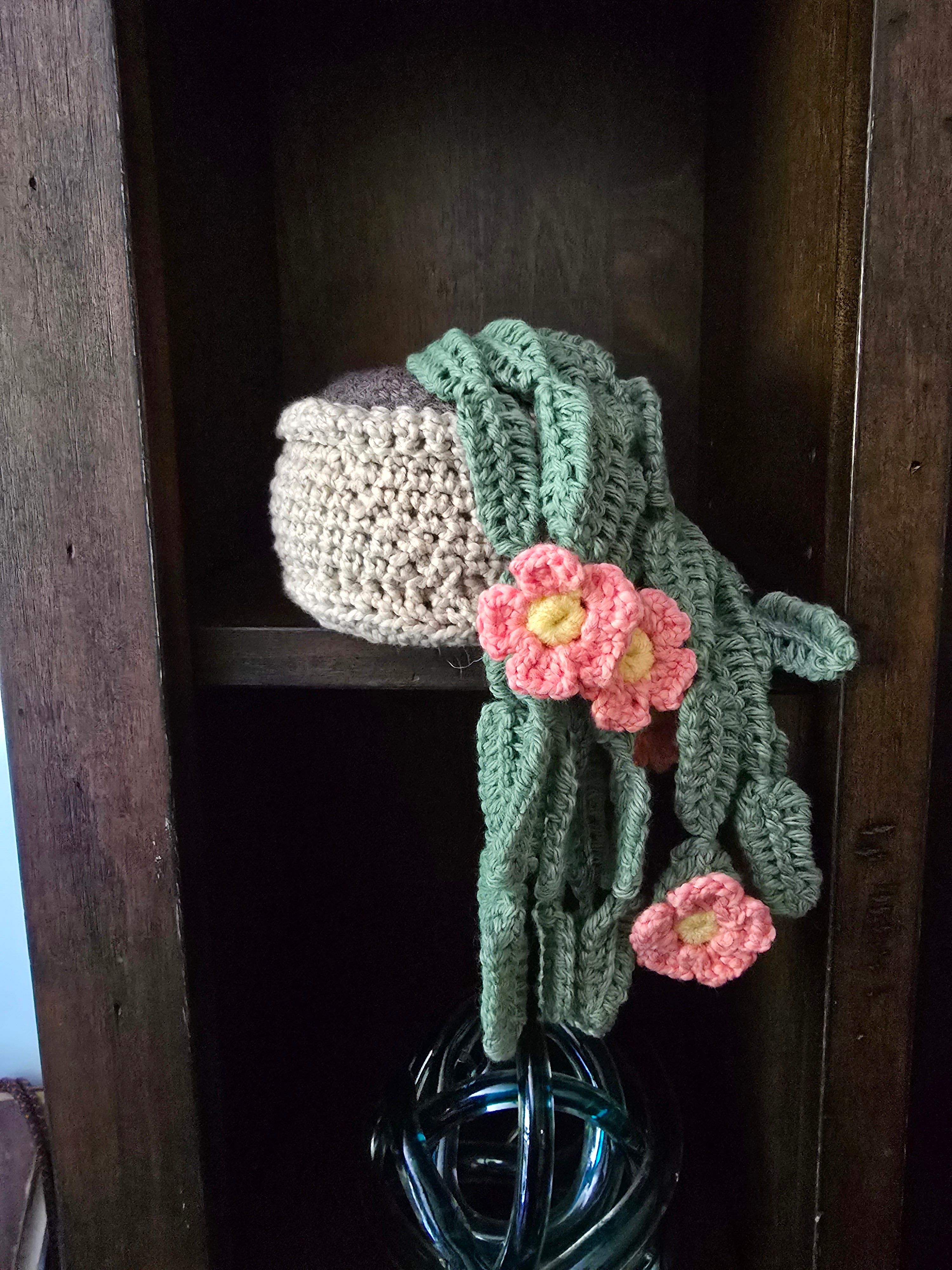 Crocheted potted cactus flower