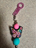 Butterfly and flowers beaded straw charm