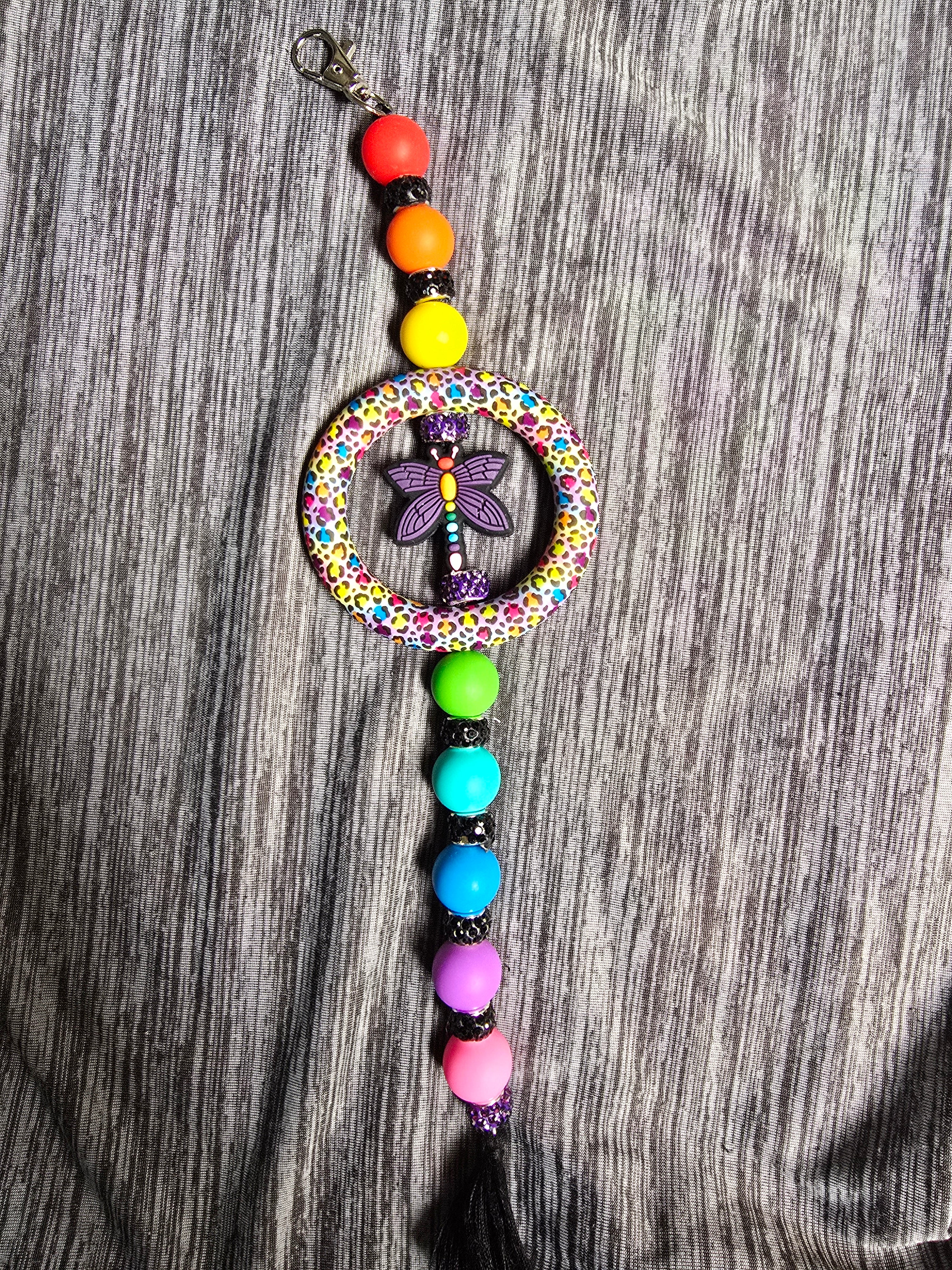 🌈  rainbow dragonfly keychain