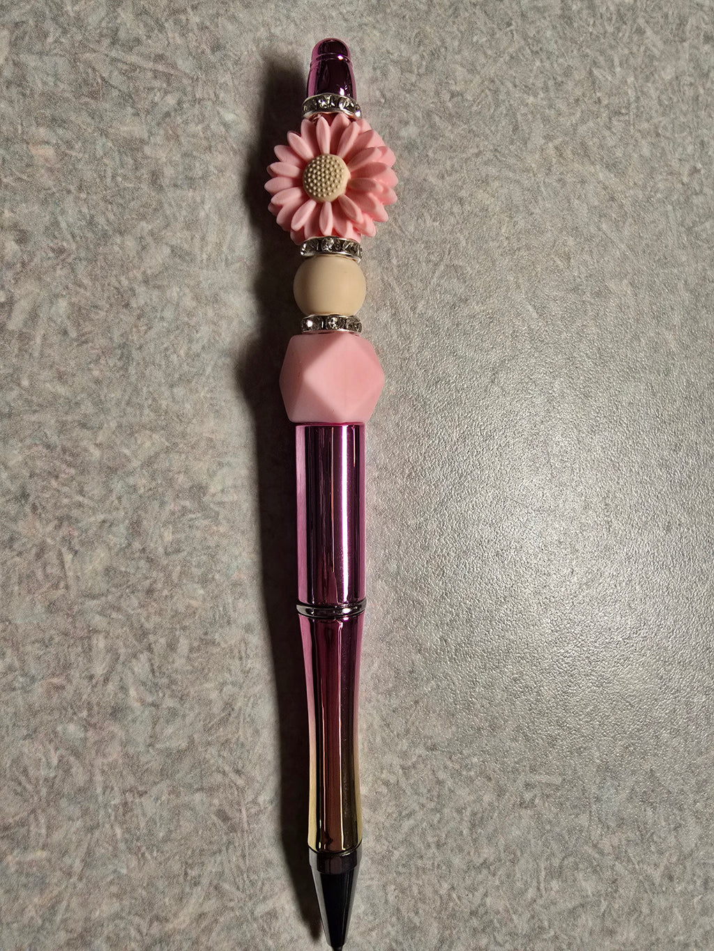 Pink flower beaded pen