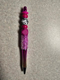 Purple sparkle zebra beaded pen