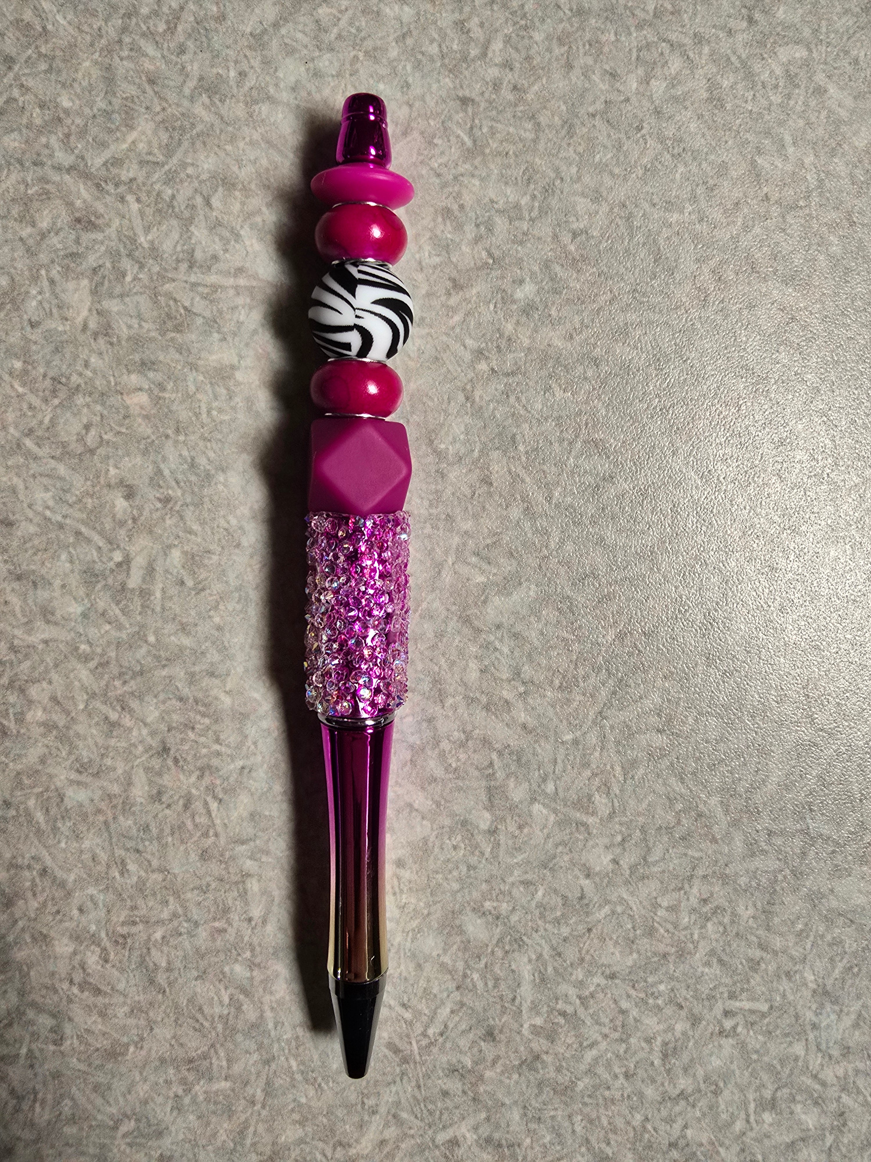 Purple sparkle zebra beaded pen