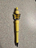 Butterfly yellow beaded pen