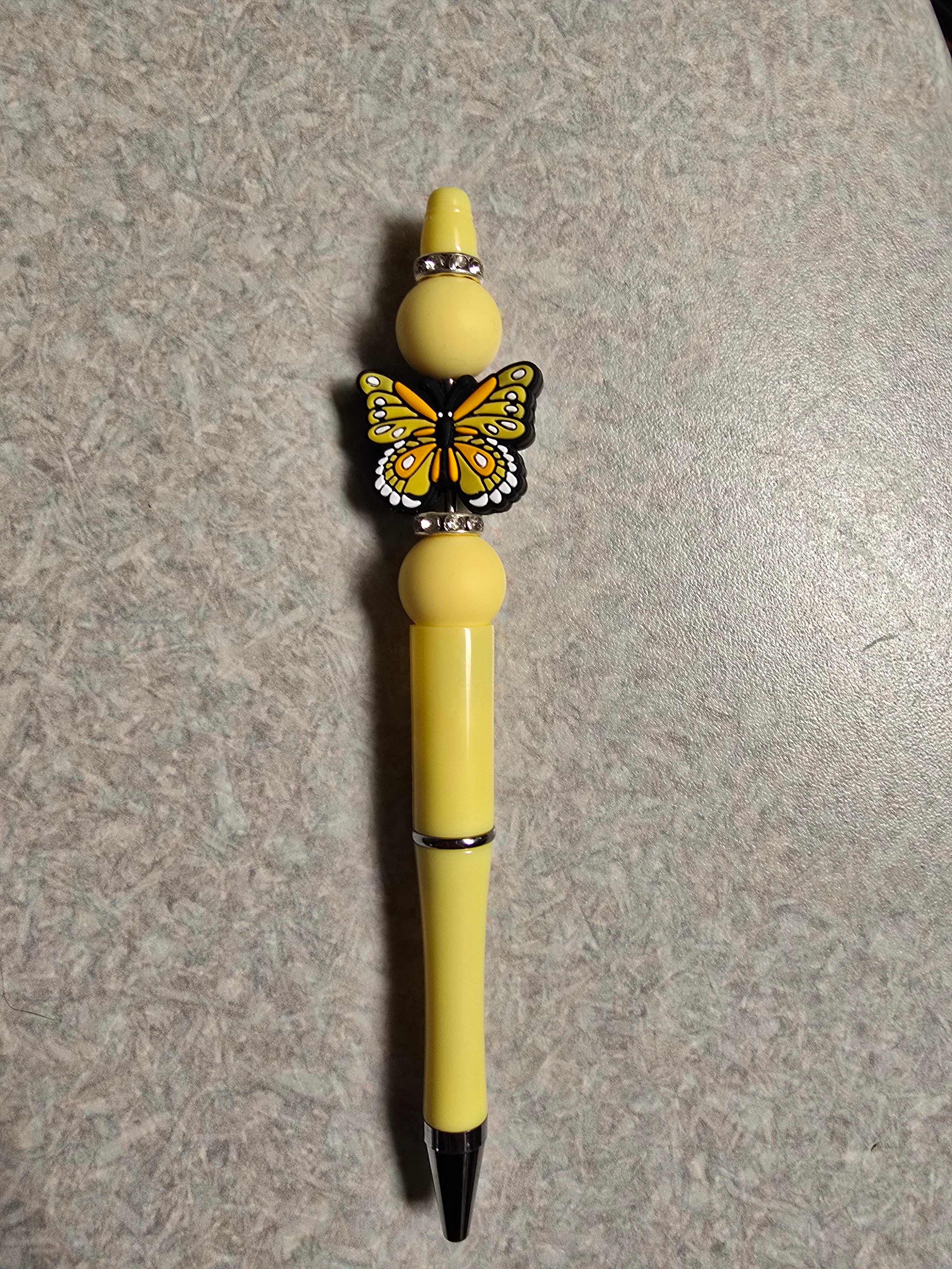 Butterfly yellow beaded pen